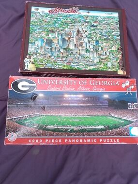 Atlanta Jigsaw University of Georgia Red and Green Stadium Panoramic Puzzle